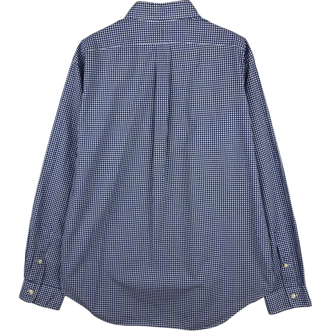 Ralph Lauren Classic Fit Gingham Check Long Sleeve Button-Down Check Shirt, Men's Size L cotton blue type Vintage Second Hand