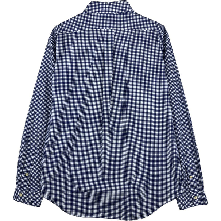 Ralph Lauren Classic Fit Gingham Check Long Sleeve Button-Down Check Shirt, Men's Size L cotton blue type Vintage Second Hand