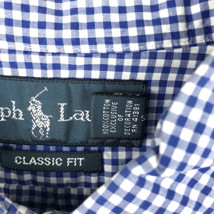 Ralph Lauren Classic Fit Gingham Check Long Sleeve Button-Down Check Shirt, Men's Size L cotton blue type Vintage Second Hand