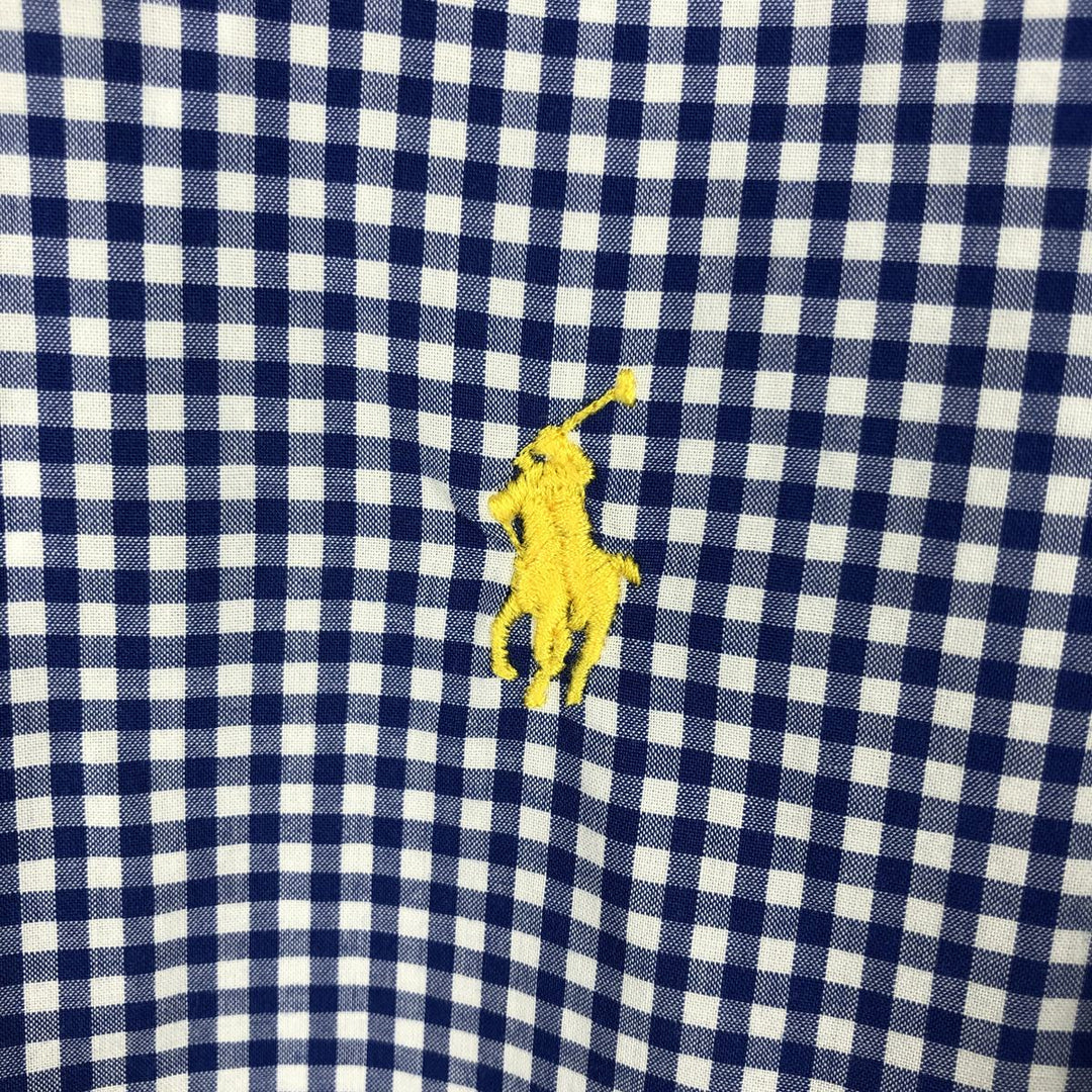 Ralph Lauren Classic Fit Gingham Check Long Sleeve Button-Down Check Shirt, Men's Size L cotton blue type Vintage Second Hand