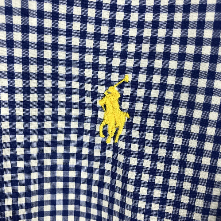 Ralph Lauren Classic Fit Gingham Check Long Sleeve Button-Down Check Shirt, Men's Size L cotton blue type Vintage Second Hand
