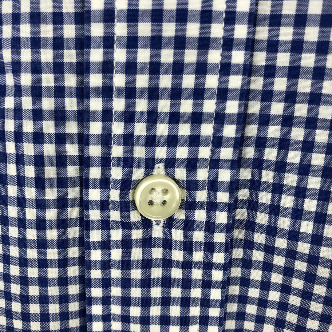 Ralph Lauren Classic Fit Gingham Check Long Sleeve Button-Down Check Shirt, Men's Size L cotton blue type Vintage Second Hand