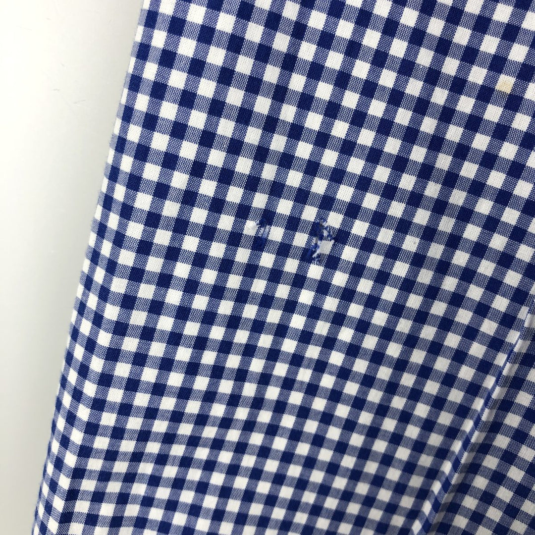 Ralph Lauren Classic Fit Gingham Check Long Sleeve Button-Down Check Shirt, Men's Size L cotton blue type Vintage Second Hand
