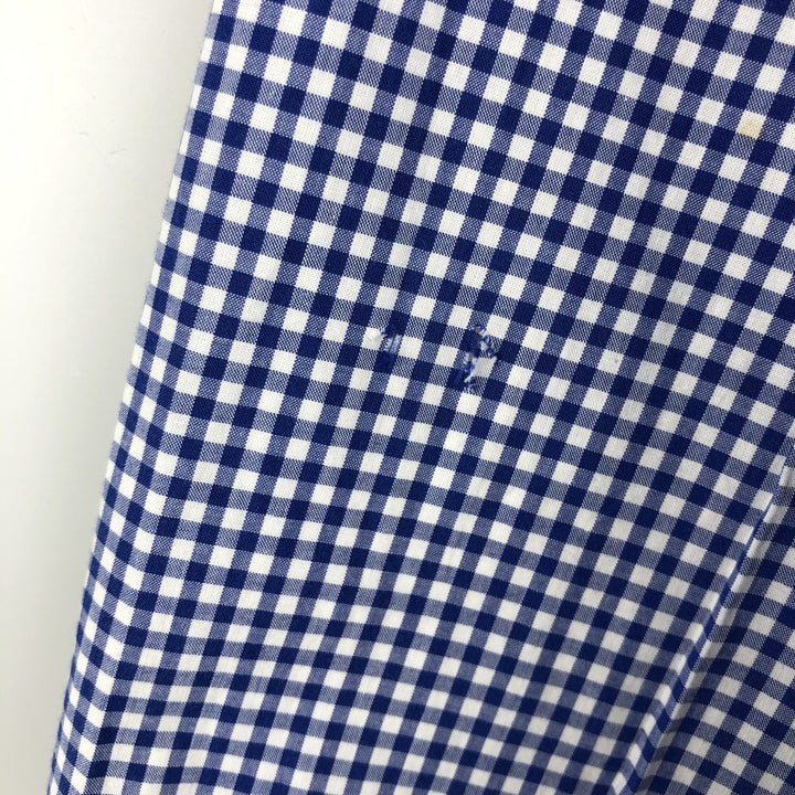 Ralph Lauren Classic Fit Gingham Check Long Sleeve Button-Down Check Shirt, Men's Size L cotton blue type Vintage Second Hand