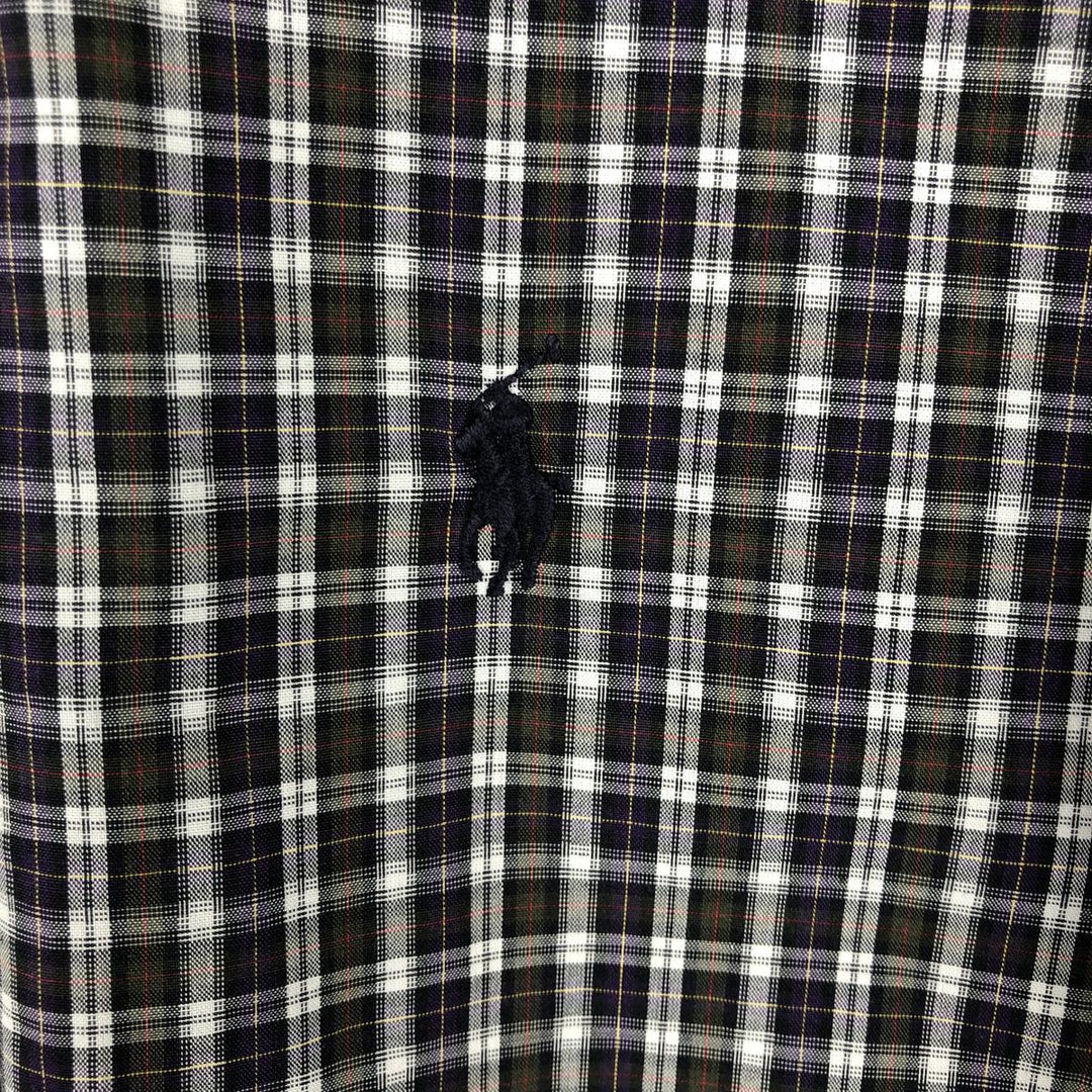 Ralph Lauren YARMOUTH Long Sleeve Button-Down Check Shirt, Men's Size L cotton Purple type blue-purple Vintage Second Hand