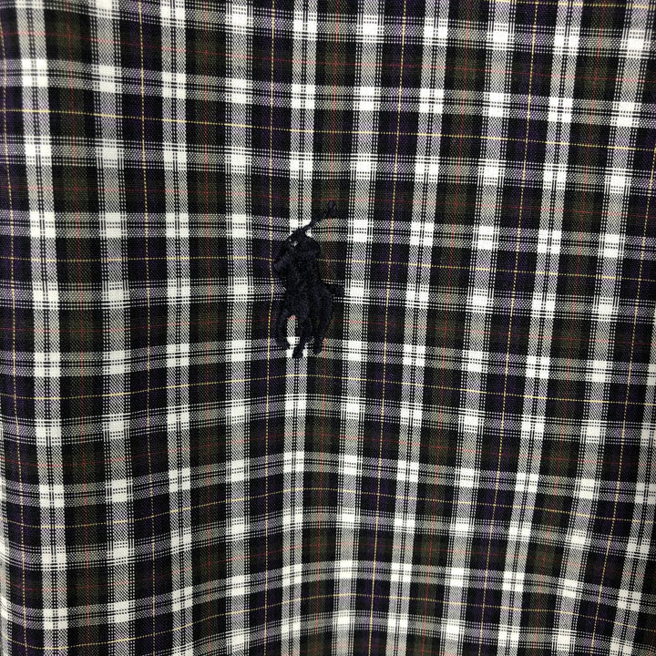 Ralph Lauren YARMOUTH Long Sleeve Button-Down Check Shirt, Men's Size L cotton Purple type blue-purple Vintage Second Hand