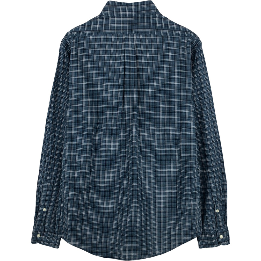 Ralph Lauren long sleeve button down check shirt, men's size M cotton blue type Vintage Second Hand