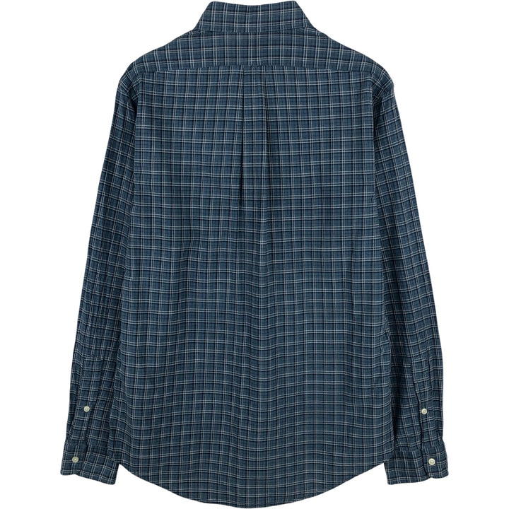 Ralph Lauren long sleeve button down check shirt, men's size M cotton blue type Vintage Second Hand