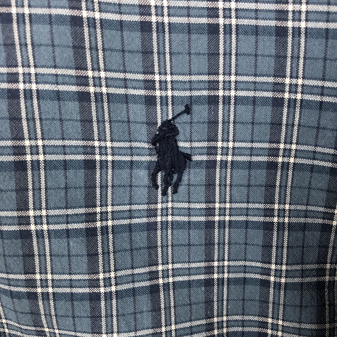 Ralph Lauren long sleeve button down check shirt, men's size M cotton blue type Vintage Second Hand