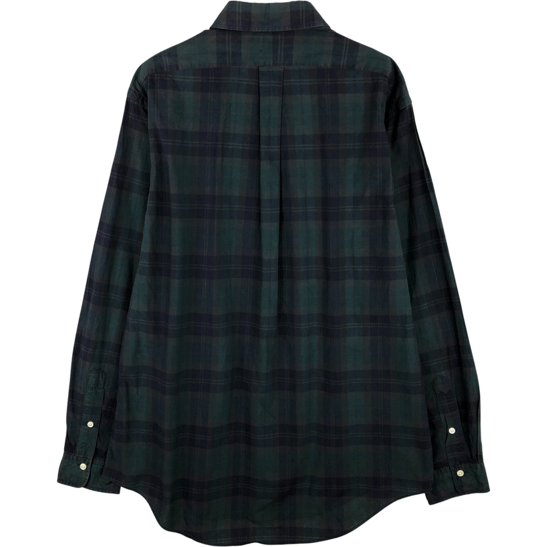 Ralph Lauren long sleeve button down check shirt, men's size L cotton Green type dark green Vintage Second Hand