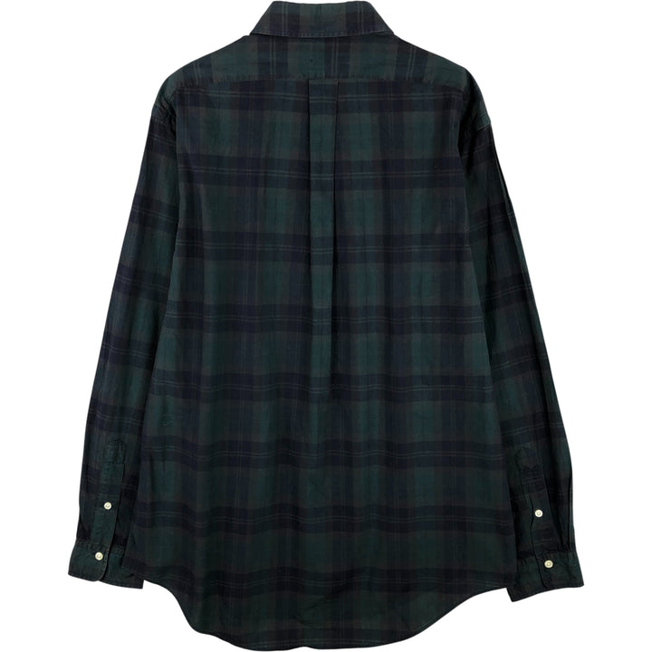 Ralph Lauren long sleeve button down check shirt, men's size L cotton Green type dark green Vintage Second Hand