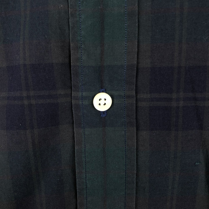 Ralph Lauren long sleeve button down check shirt, men's size L cotton Green type dark green Vintage Second Hand