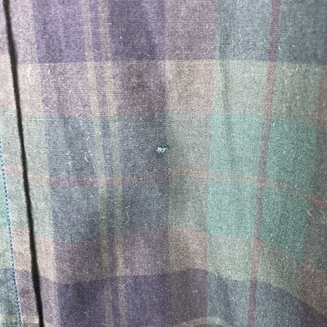Ralph Lauren long sleeve button down check shirt, men's size L cotton Green type dark green Vintage Second Hand