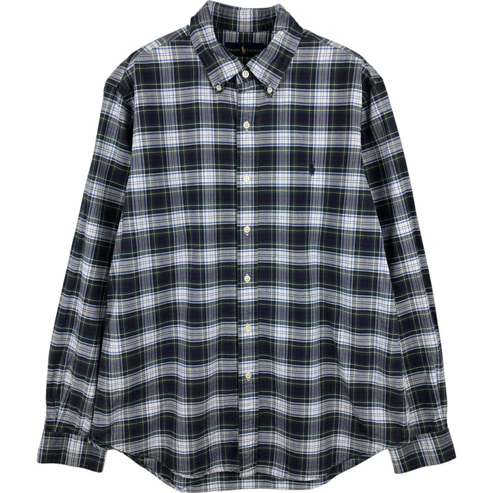 Ralph Lauren long sleeve button down check shirt, men's size L cotton Green type dark green Vintage Second Hand