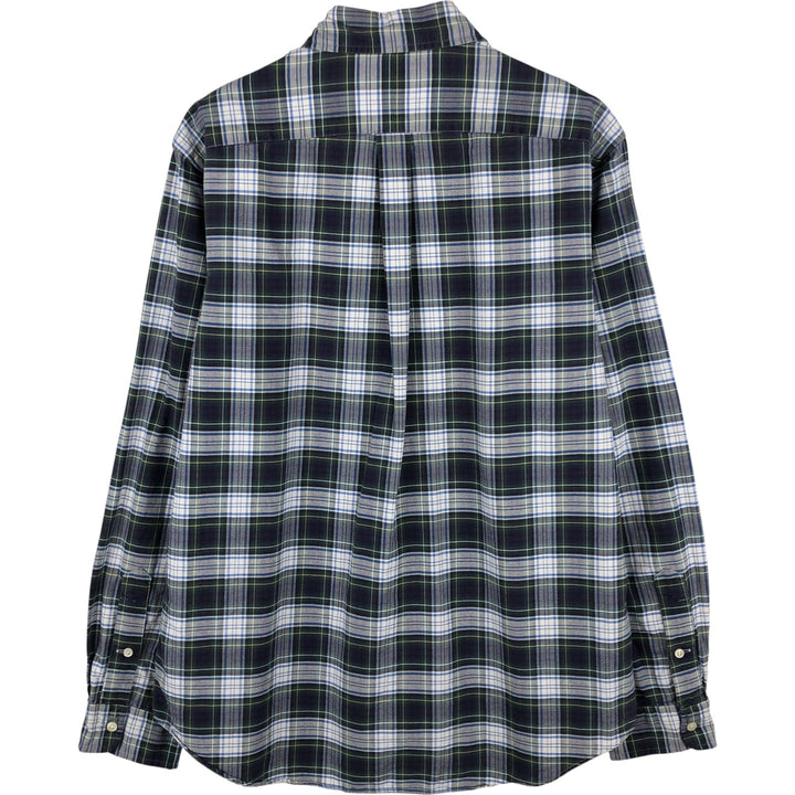 Ralph Lauren long sleeve button down check shirt, men's size L cotton Green type dark green Vintage Second Hand