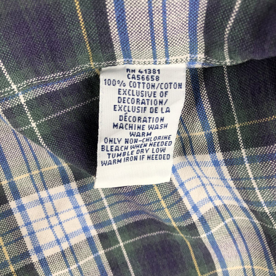 Ralph Lauren long sleeve button down check shirt, men's size L cotton Green type dark green Vintage Second Hand