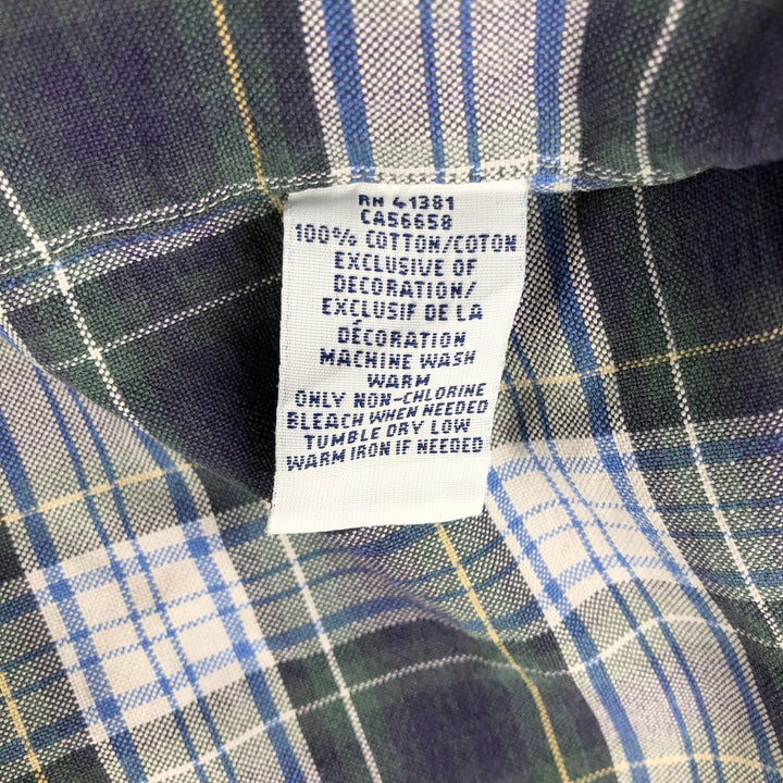 Ralph Lauren long sleeve button down check shirt, men's size L cotton Green type dark green Vintage Second Hand