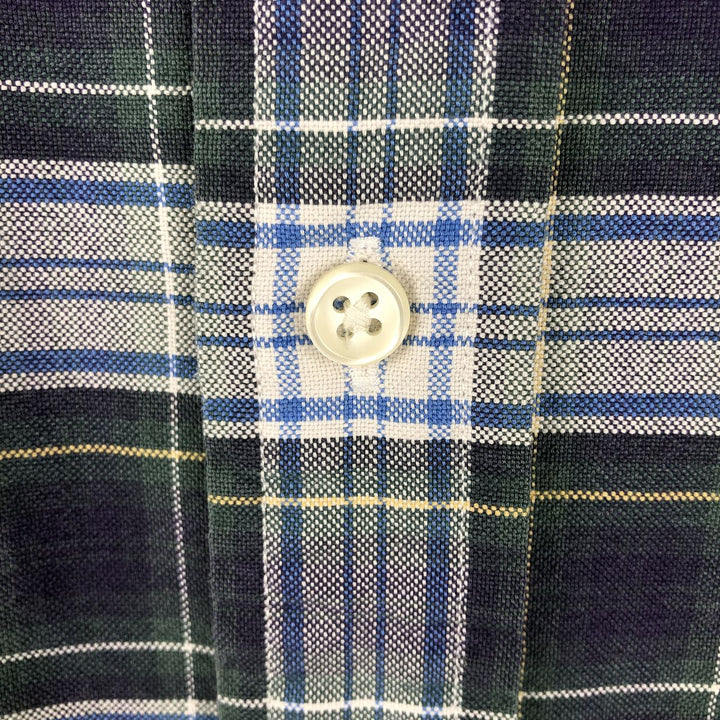 Ralph Lauren long sleeve button down check shirt, men's size L cotton Green type dark green Vintage Second Hand