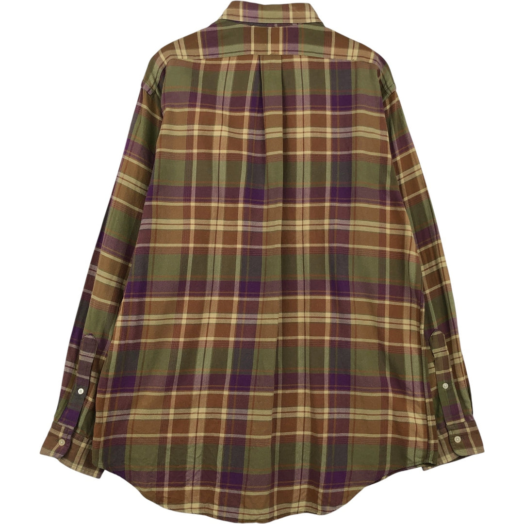 Ralph Lauren RALPH LAUREN GOLF CLASSIC FIT long-sleeved button-down check shirt, men's size L cotton brown type Vintage Second Hand