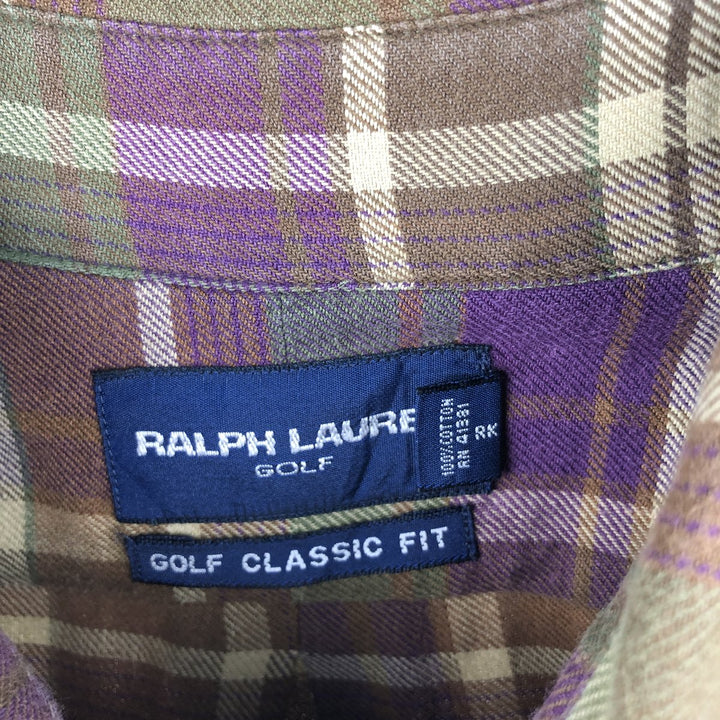 Ralph Lauren RALPH LAUREN GOLF CLASSIC FIT long-sleeved button-down check shirt, men's size L cotton brown type Vintage Second Hand