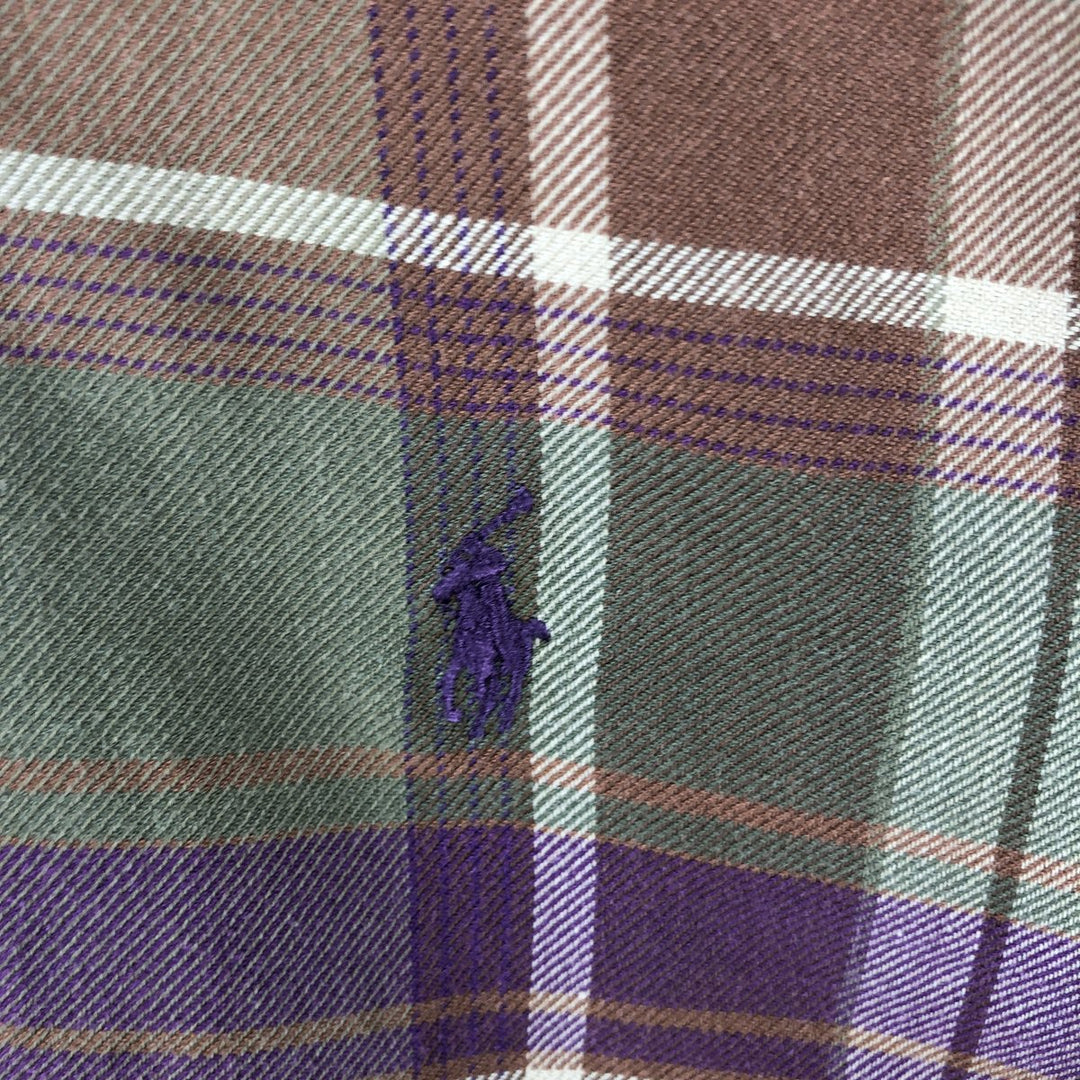 Ralph Lauren RALPH LAUREN GOLF CLASSIC FIT long-sleeved button-down check shirt, men's size L cotton brown type Vintage Second Hand
