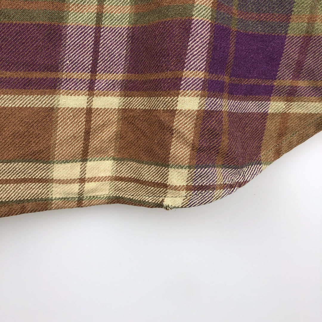 Ralph Lauren RALPH LAUREN GOLF CLASSIC FIT long-sleeved button-down check shirt, men's size L cotton brown type Vintage Second Hand