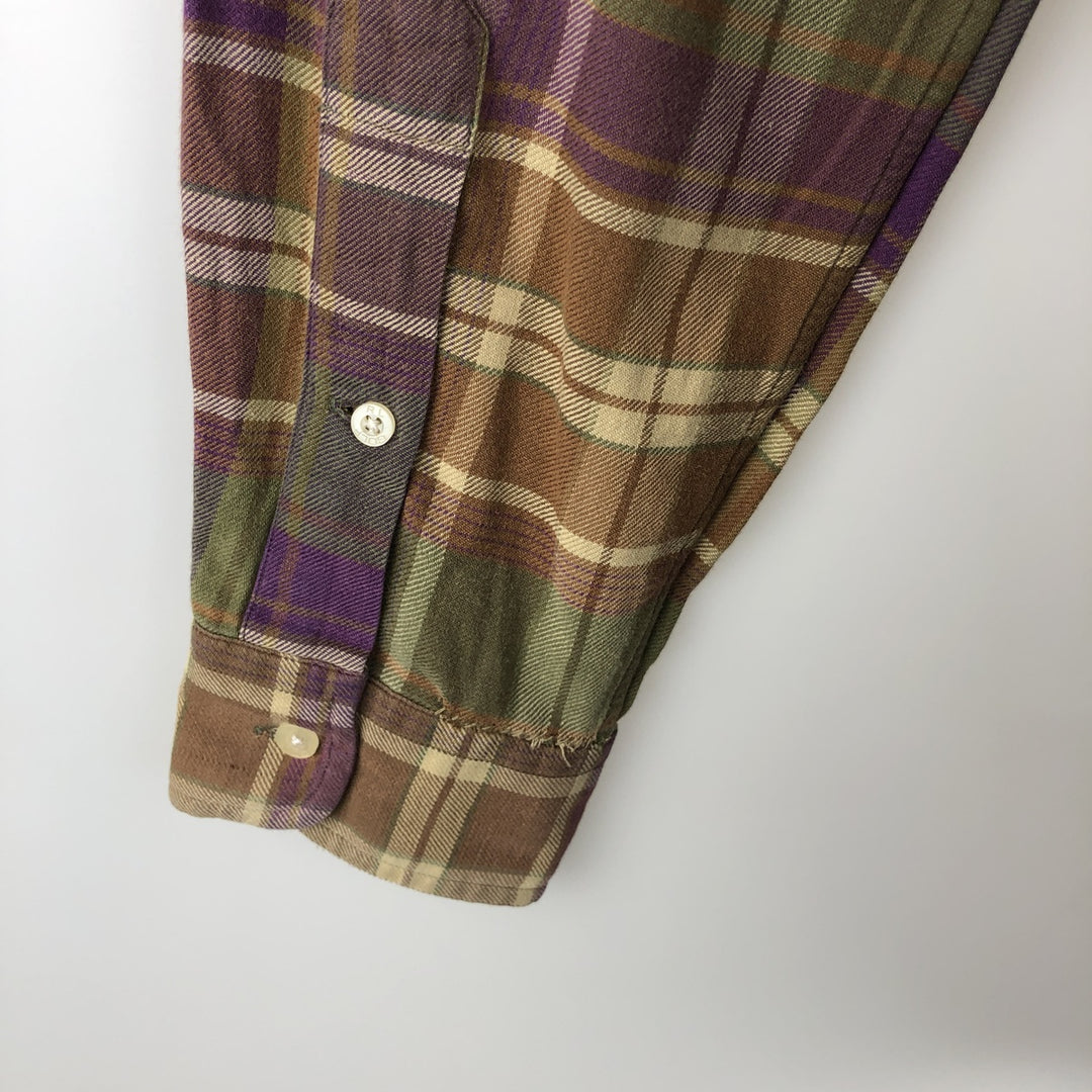 Ralph Lauren RALPH LAUREN GOLF CLASSIC FIT long-sleeved button-down check shirt, men's size L cotton brown type Vintage Second Hand
