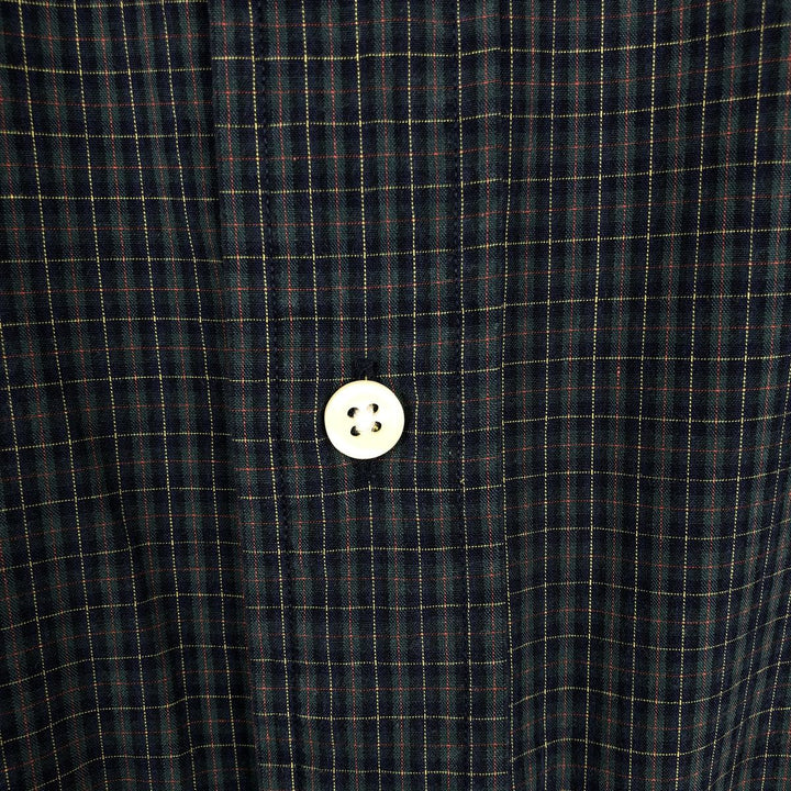 Ralph Lauren YARMOUTH Long Sleeve Button-Down Check Shirt, Men's Size L cotton navy blue type Vintage Second Hand