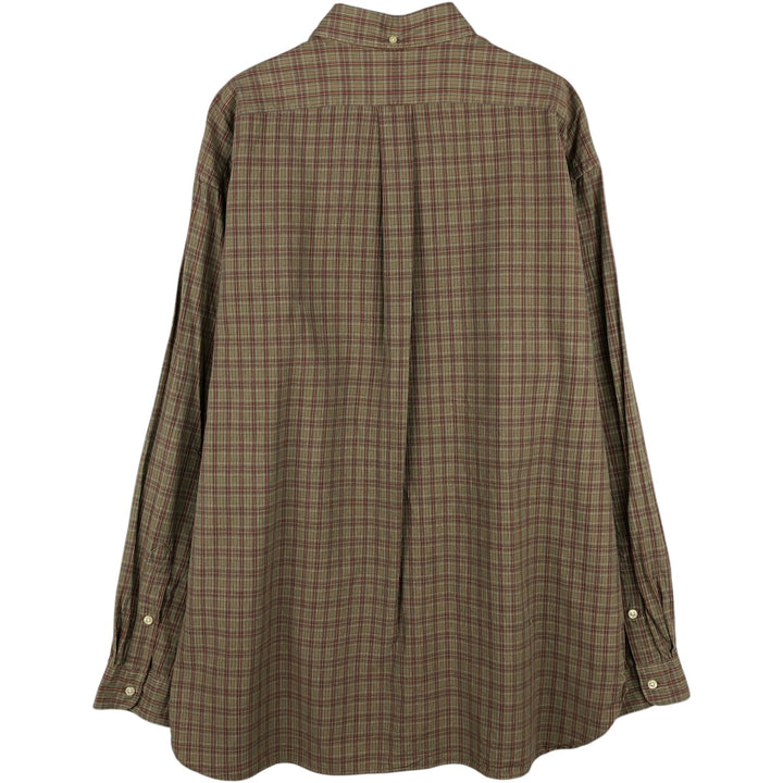 Ralph Lauren MCMELL Long-Sleeve Button-Down Check Shirt, Men's Size XL (approx.) cotton Khaki type brown Vintage Second Hand