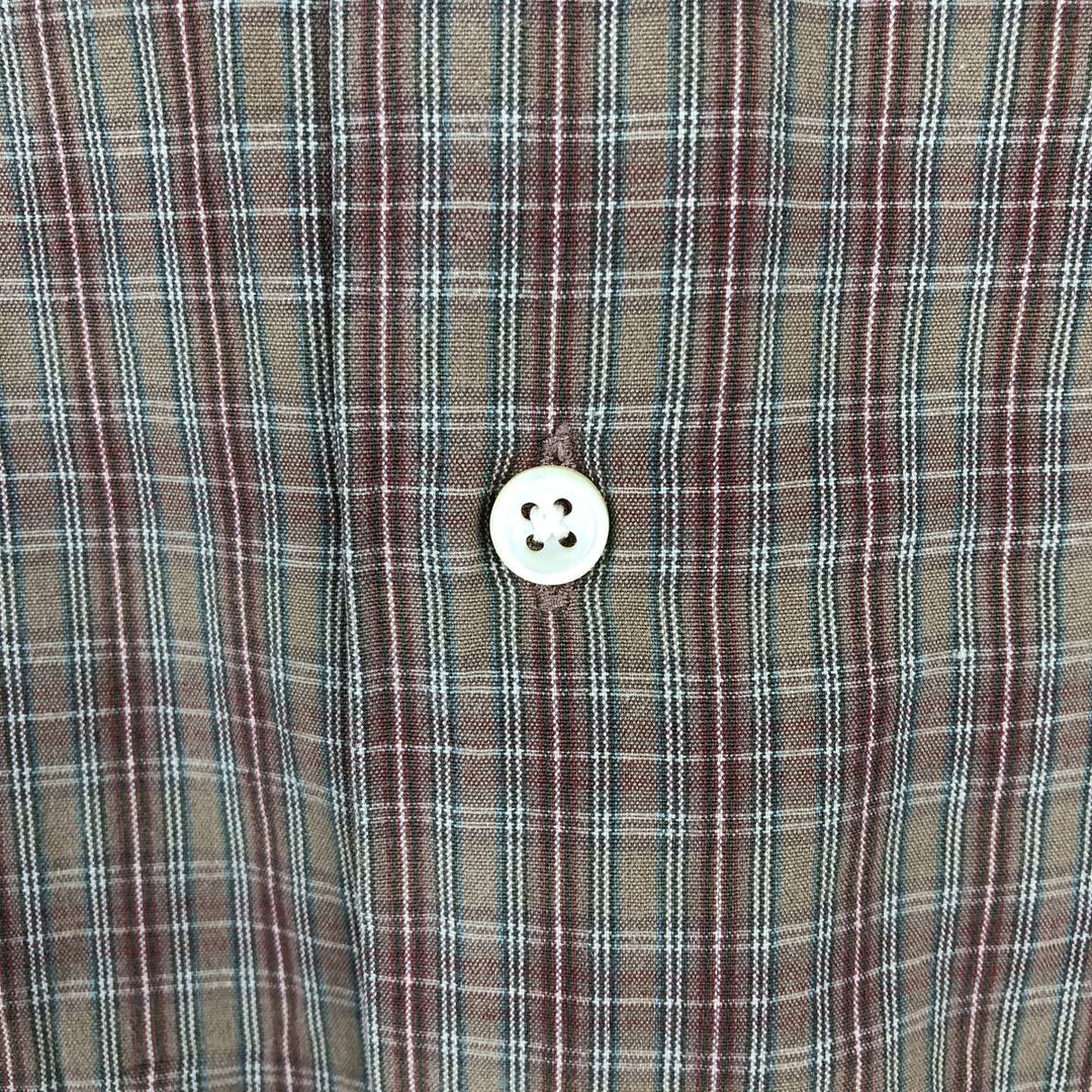 Ralph Lauren MCMELL Long-Sleeve Button-Down Check Shirt, Men's Size XL (approx.) cotton Khaki type brown Vintage Second Hand