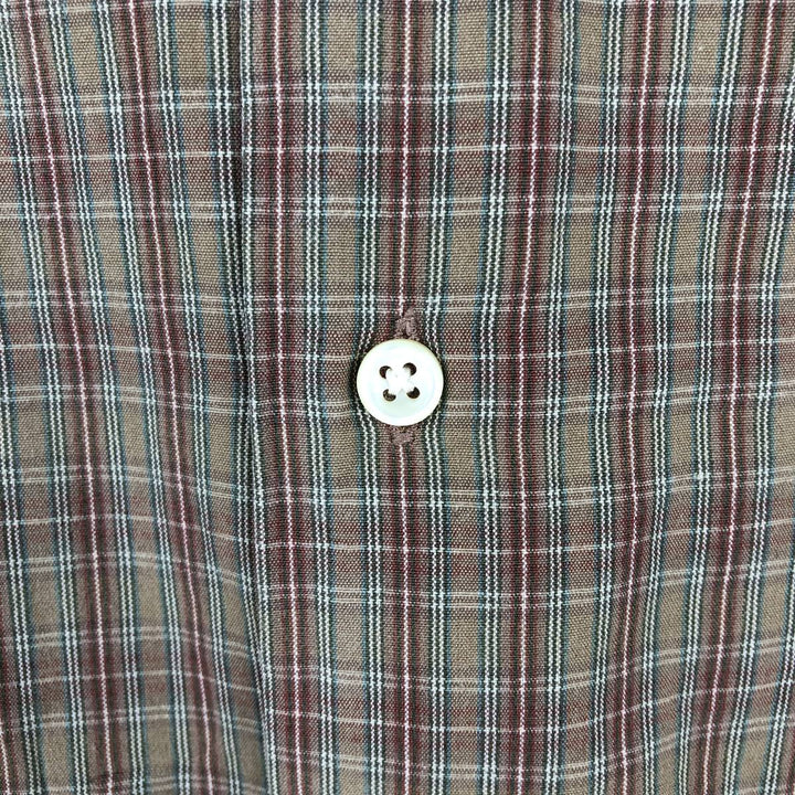 Ralph Lauren MCMELL Long-Sleeve Button-Down Check Shirt, Men's Size XL (approx.) cotton Khaki type brown Vintage Second Hand