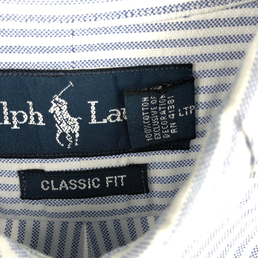 Ralph Lauren Classic Fit Long Sleeve Button Down Striped Shirt Men's XL cotton blue type Vintage Second Hand