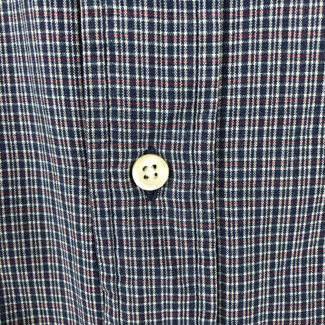 Ralph Lauren BLAIRE long sleeve button down check shirt, men's size L cotton navy blue type Vintage Second Hand