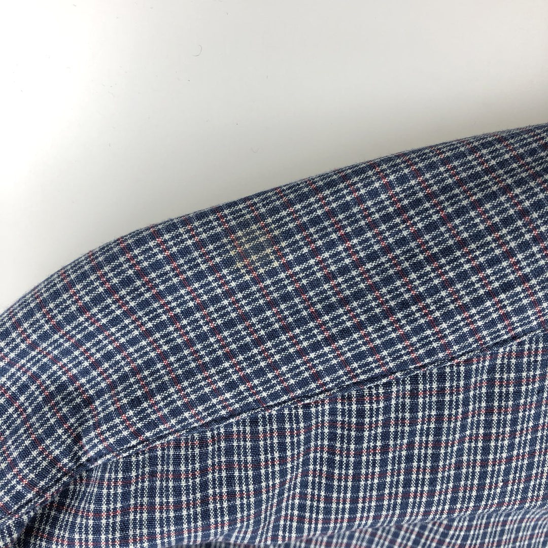 Ralph Lauren BLAIRE long sleeve button down check shirt, men's size L cotton navy blue type Vintage Second Hand