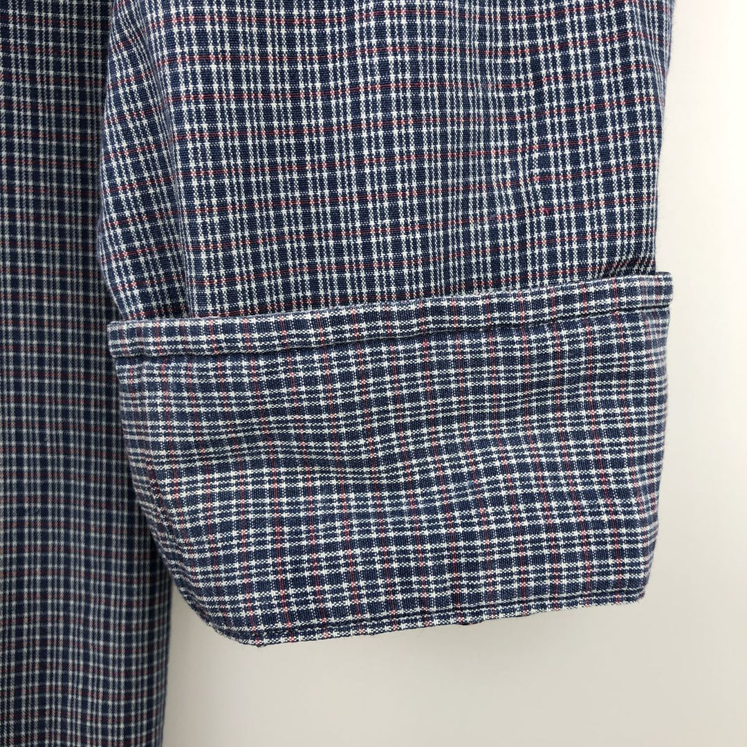 Ralph Lauren BLAIRE long sleeve button down check shirt, men's size L cotton navy blue type Vintage Second Hand