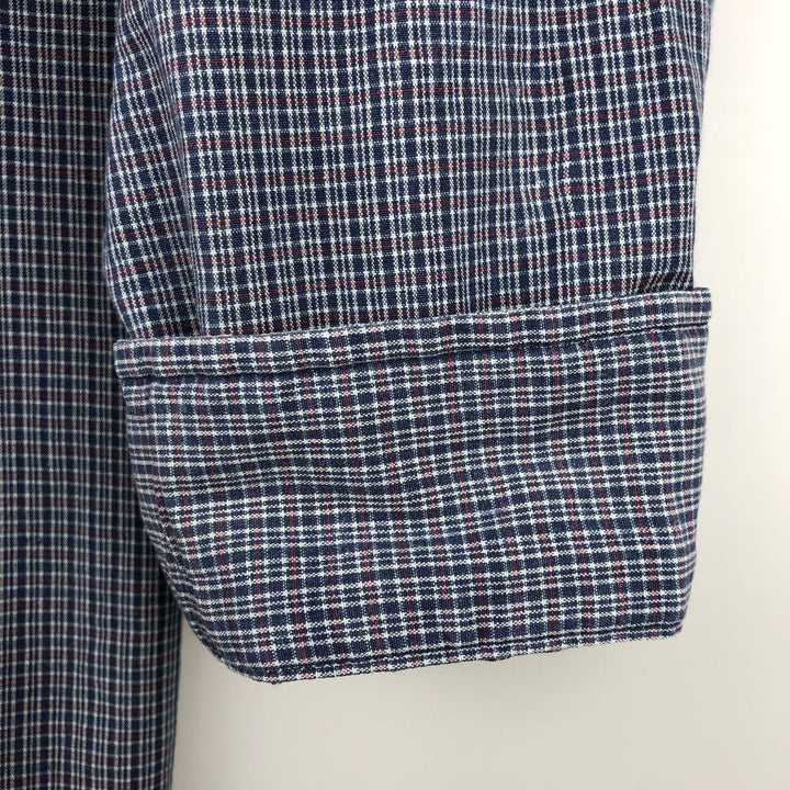 Ralph Lauren BLAIRE long sleeve button down check shirt, men's size L cotton navy blue type Vintage Second Hand
