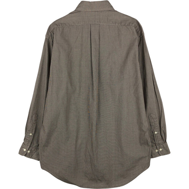 Ralph Lauren YARMOUTH Houndstooth Pattern Long Sleeve Button-Down Shirt, Men's Size Medium cotton Beige type Vintage Second Hand