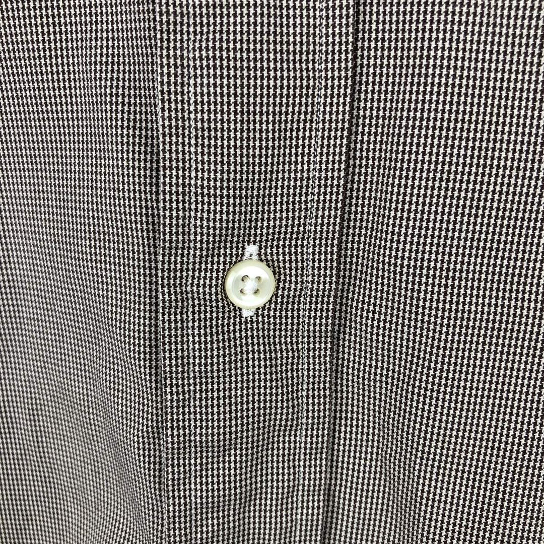 Ralph Lauren YARMOUTH Houndstooth Pattern Long Sleeve Button-Down Shirt, Men's Size Medium cotton Beige type Vintage Second Hand