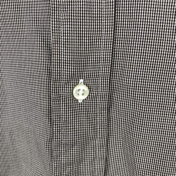 Ralph Lauren YARMOUTH Houndstooth Pattern Long Sleeve Button-Down Shirt, Men's Size Medium cotton Beige type Vintage Second Hand