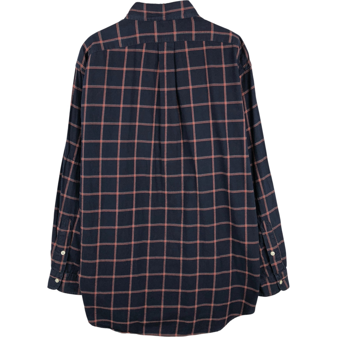 Ralph Lauren BLAIRE long sleeve button down check shirt, men's size M cotton navy blue type Vintage Second Hand