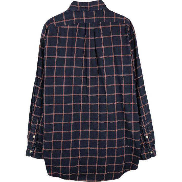 Ralph Lauren BLAIRE long sleeve button down check shirt, men's size M cotton navy blue type Vintage Second Hand