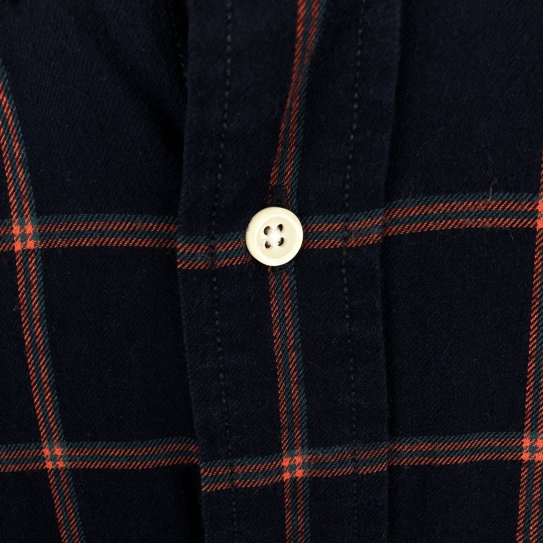 Ralph Lauren BLAIRE long sleeve button down check shirt, men's size M cotton navy blue type Vintage Second Hand