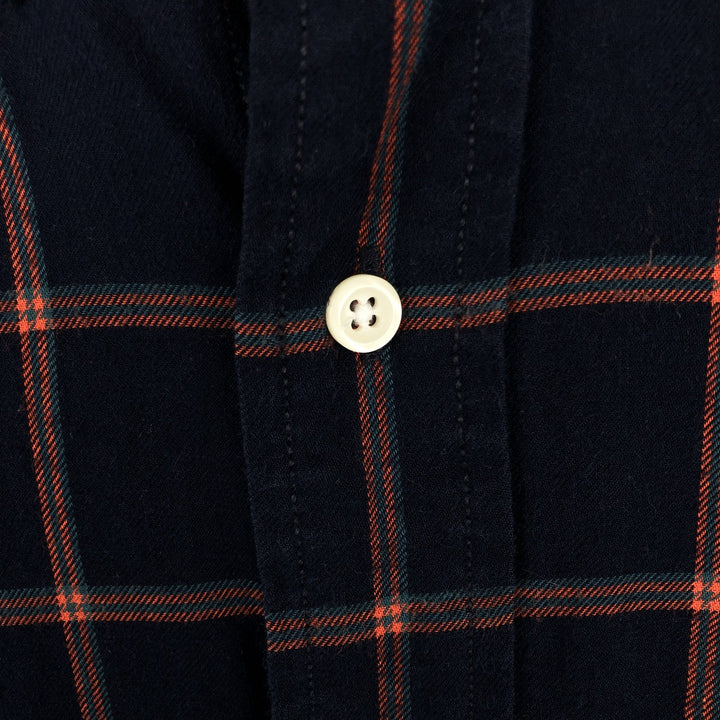 Ralph Lauren BLAIRE long sleeve button down check shirt, men's size M cotton navy blue type Vintage Second Hand