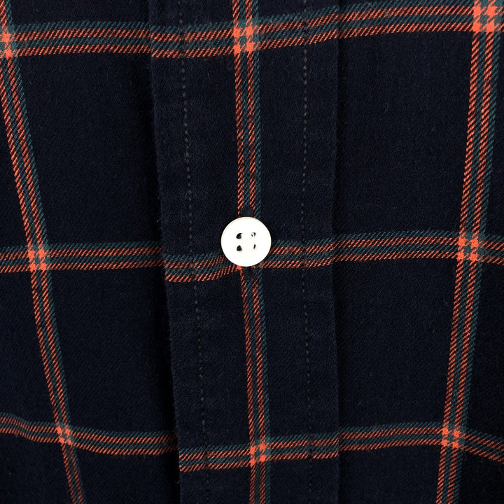 Ralph Lauren BLAIRE long sleeve button down check shirt, men's size M cotton navy blue type Vintage Second Hand