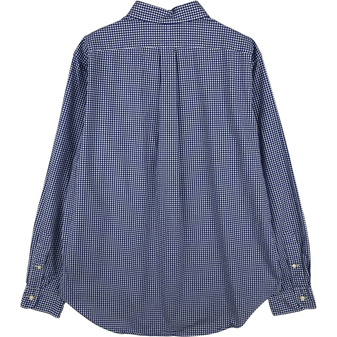Ralph Lauren Classic Fit Gingham Check Long Sleeve Button-Down Check Shirt, Men's Size L cotton blue type Vintage Second Hand