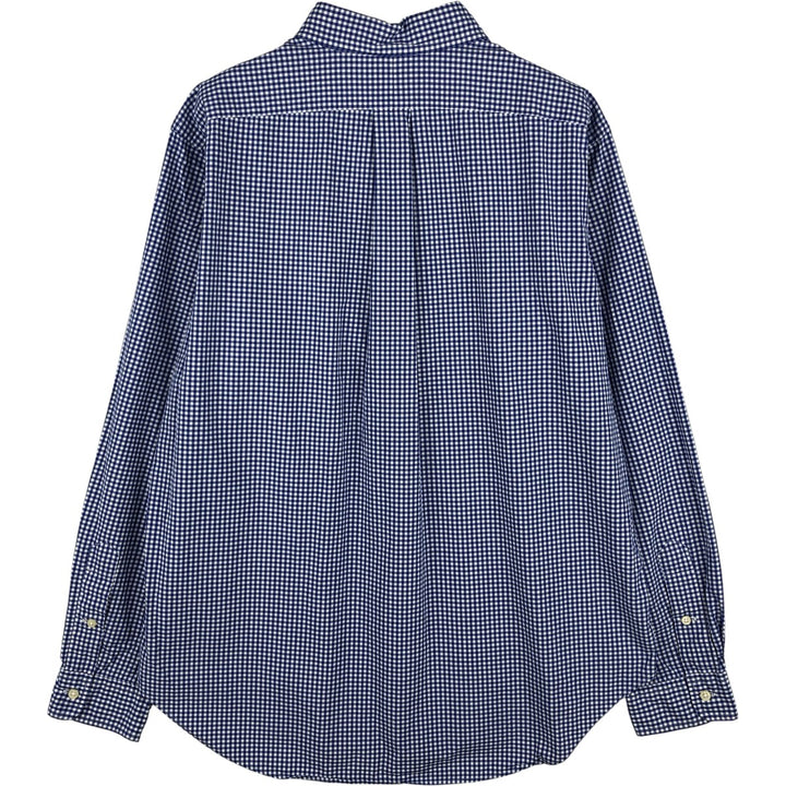 Ralph Lauren Classic Fit Gingham Check Long Sleeve Button-Down Check Shirt, Men's Size L cotton blue type Vintage Second Hand