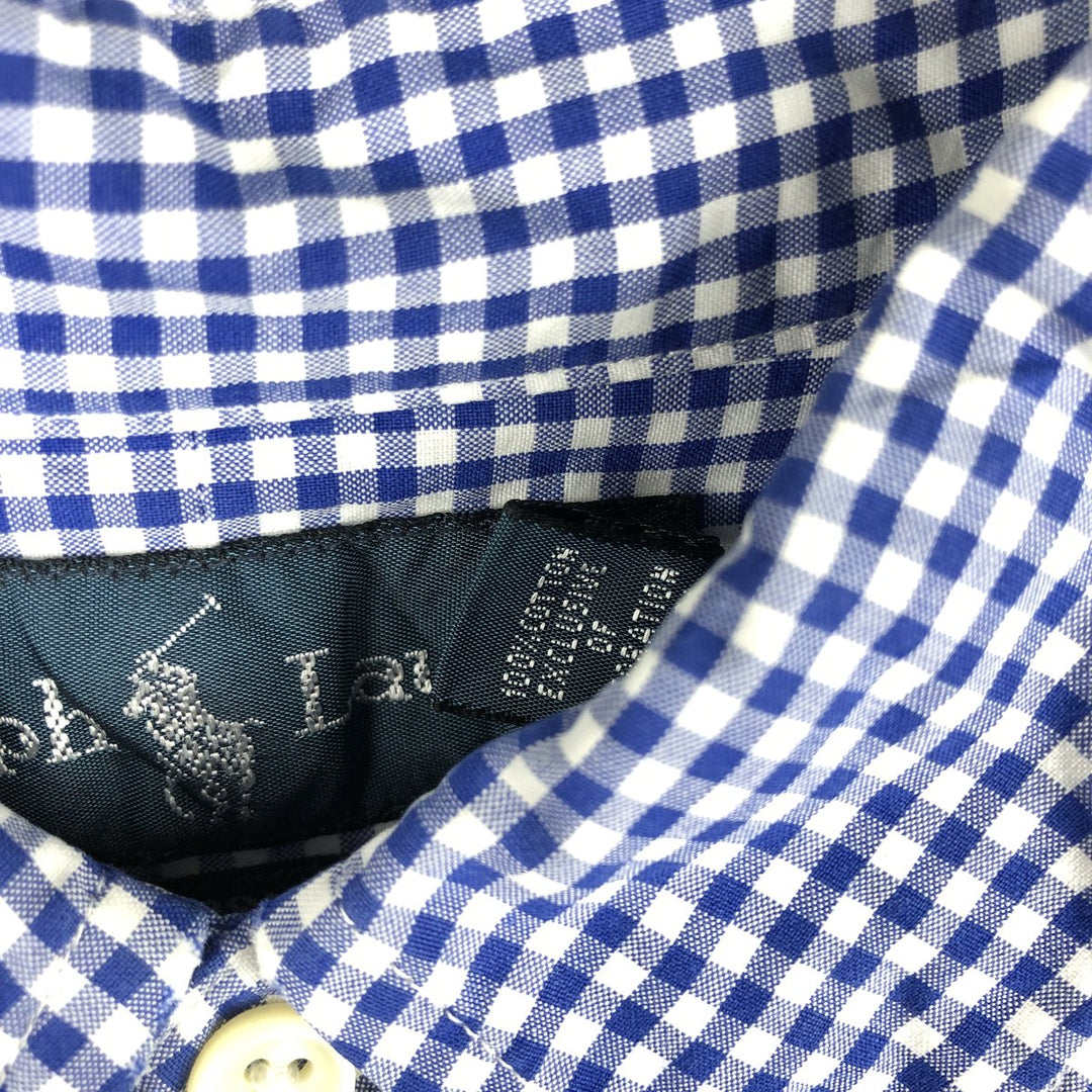 Ralph Lauren Classic Fit Gingham Check Long Sleeve Button-Down Check Shirt, Men's Size L cotton blue type Vintage Second Hand
