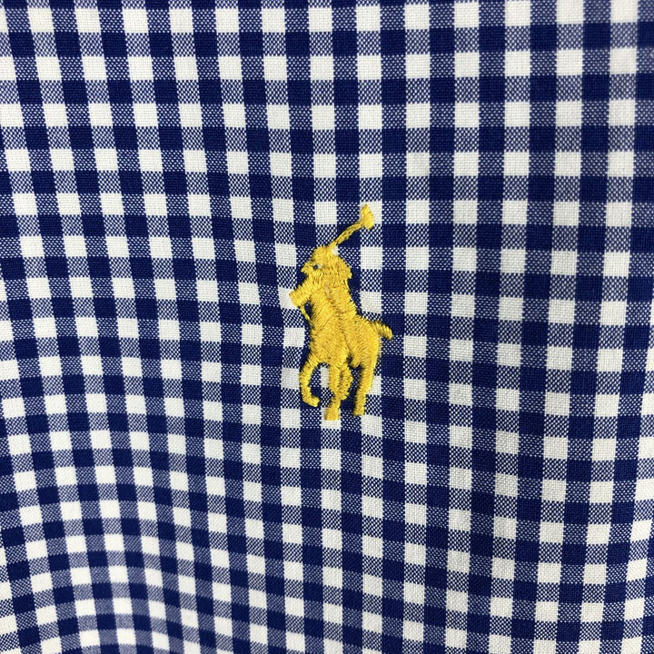 Ralph Lauren Classic Fit Gingham Check Long Sleeve Button-Down Check Shirt, Men's Size L cotton blue type Vintage Second Hand