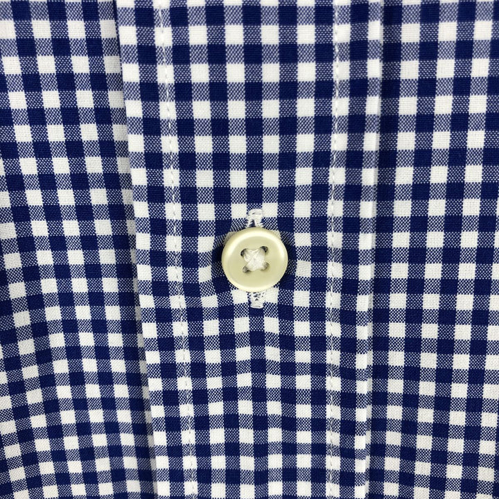 Ralph Lauren Classic Fit Gingham Check Long Sleeve Button-Down Check Shirt, Men's Size L cotton blue type Vintage Second Hand