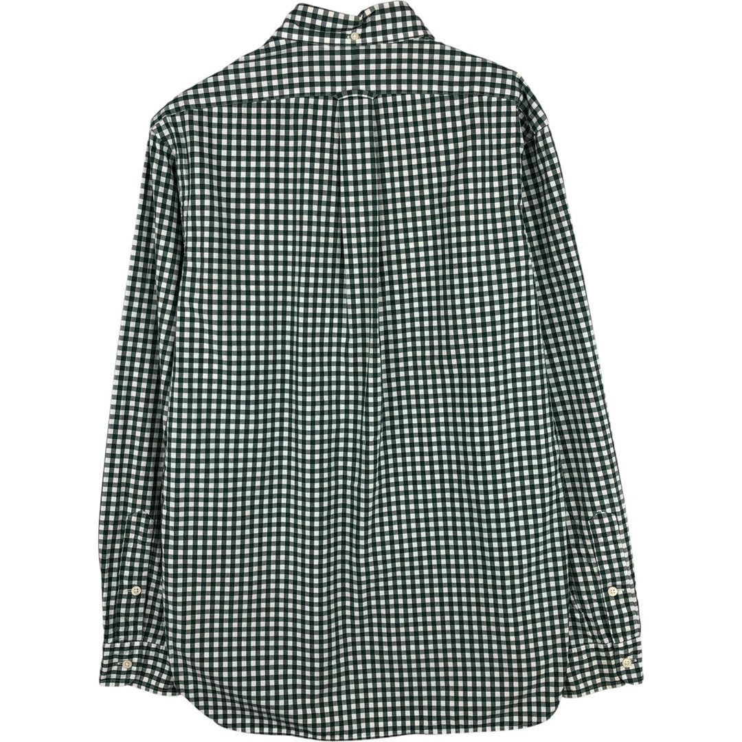 Ralph Lauren Gingham Check Long Sleeve Button-Down Check Shirt, Men's M Size cotton green type Vintage Second Hand